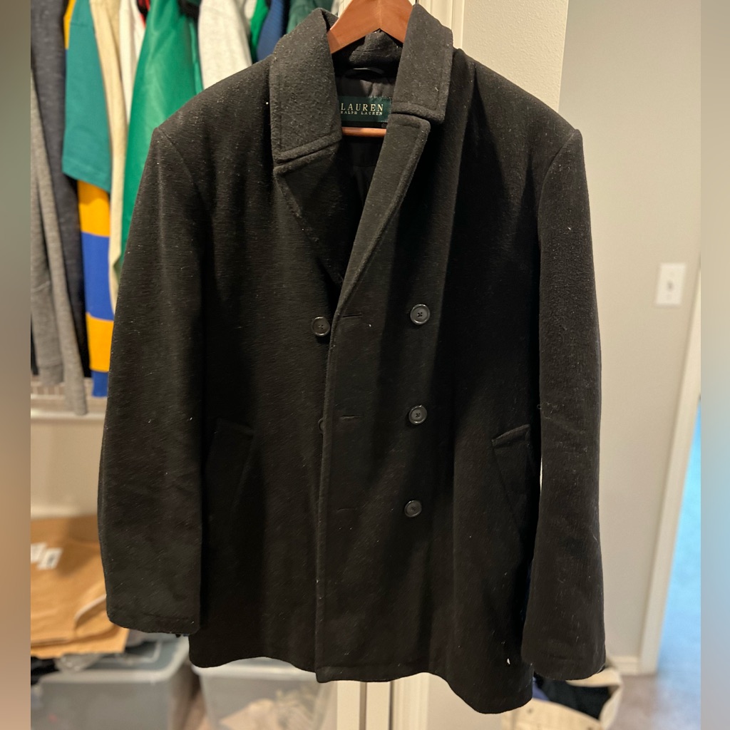 Ralph Lauren Wool Blend Black Peacoat Size 40r